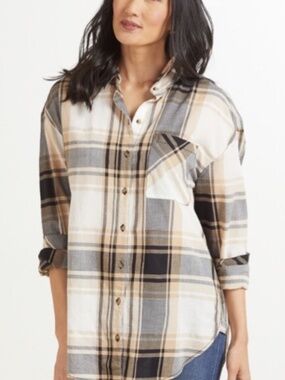 Sanctuary Relaxed Plaid Button Down Shirt – Small